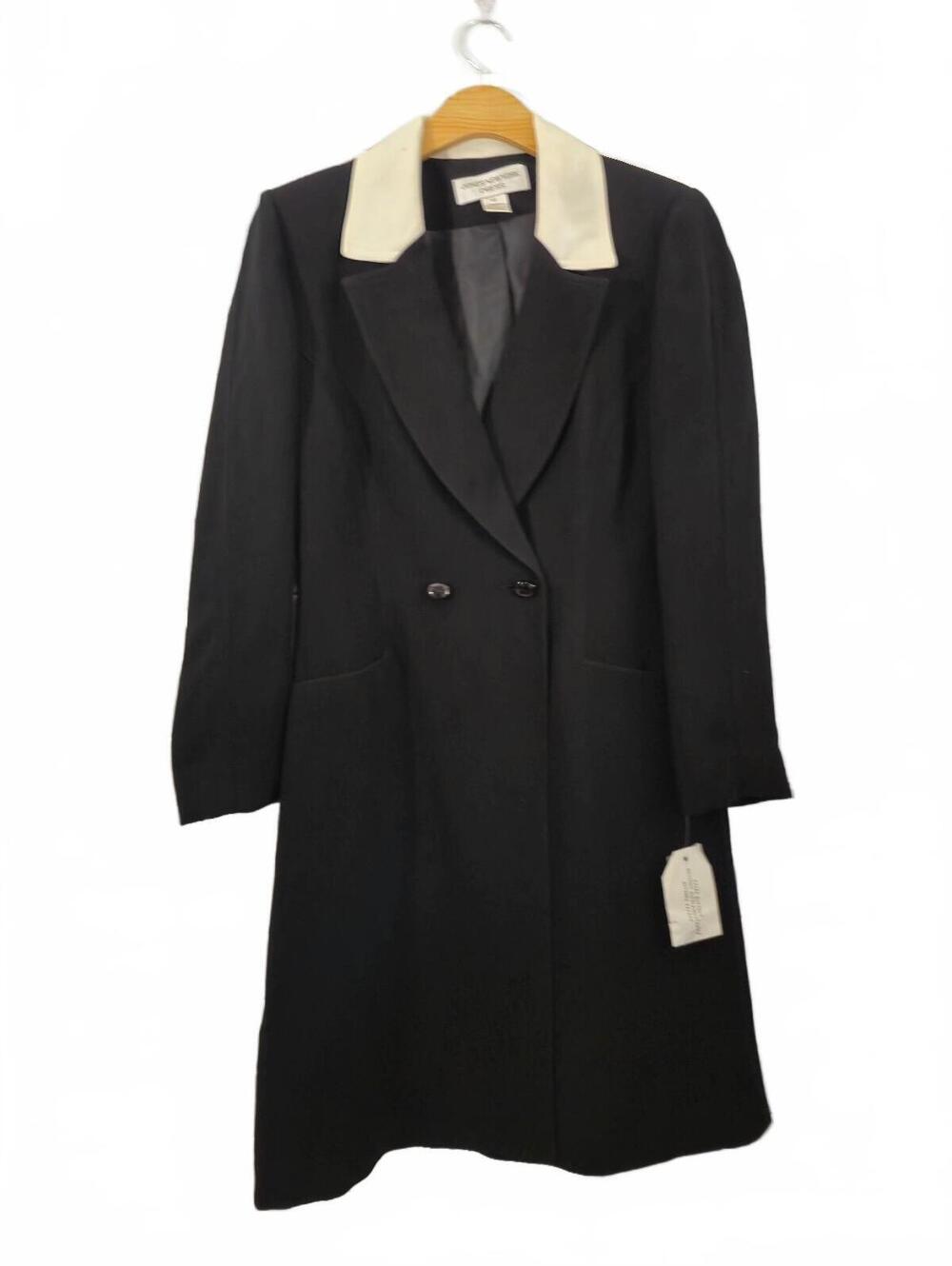 Jones New York Dress Black & White Contrast Collar Long Coat Dress Size 12 Nwt —